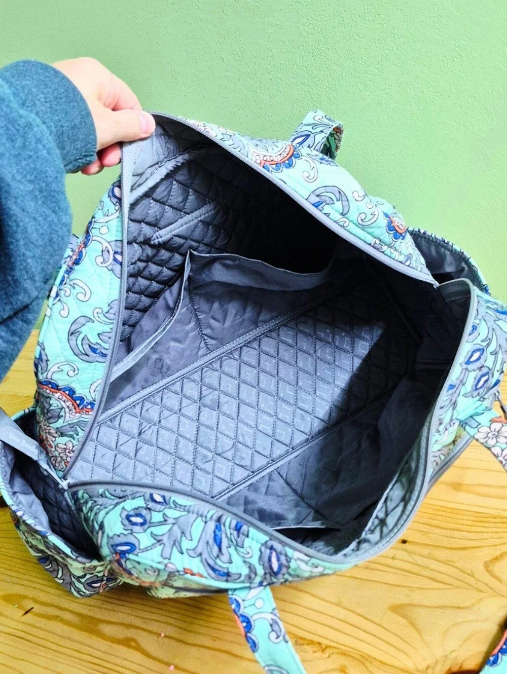 Vera Bradley Quilted Paisley Baby Bag in Aqua and Purple